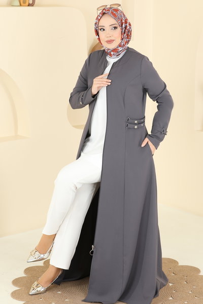 S.L. - Çıtçıt Detaylı Dabıl Ferace 2803SL432-MS Antrasit - 424611