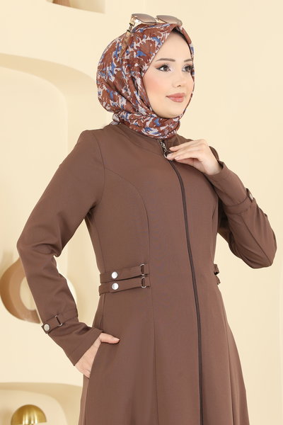 S.L. - Çıtçıt Detaylı Dabıl Ferace 2803SL432-MS Kahve - 424639