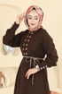 Çıtçıt Düğme Detaylı Elbise 2790SL432-MS Acı Kahve - Thumbnail