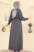 Çıtçıt Düğme Detaylı Elbise 2790SL432-MS Antrasit - Thumbnail