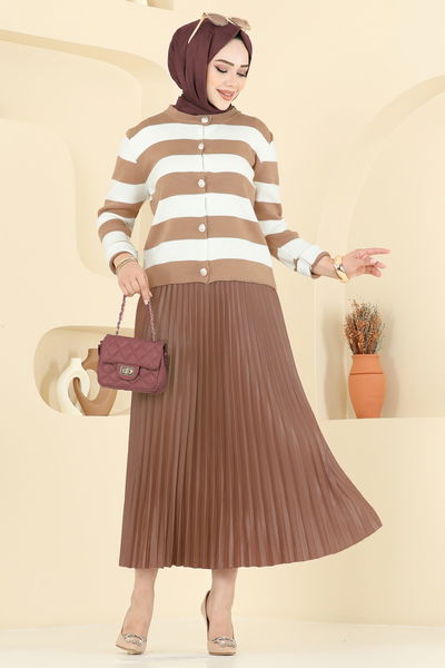 M.P. - Çizgi Detay Hırkalı Takım 2828MP806-MS Camel - 395049