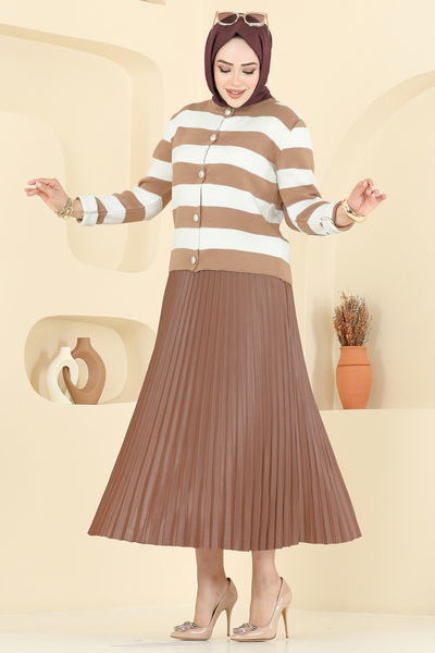 M.P. - Çizgi Detay Hırkalı Takım 2828MP806-MS Camel - 395050