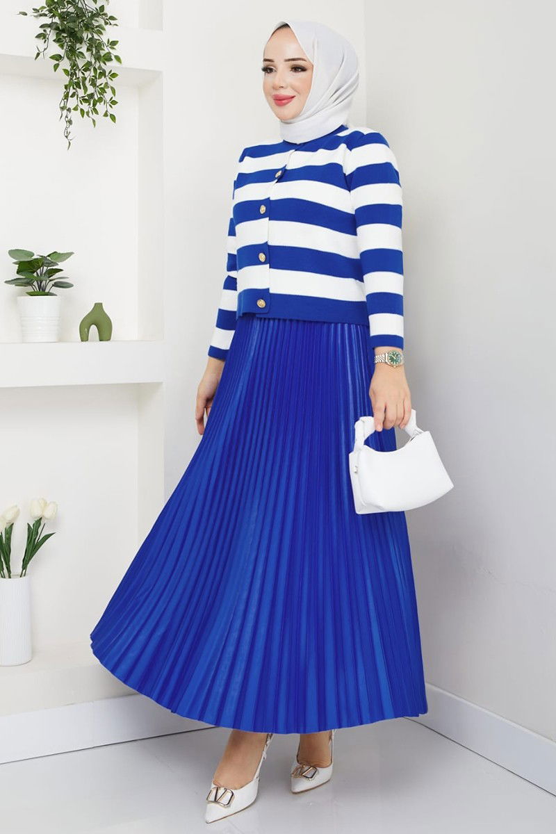 Çizgi Detay Hırkalı Takım 2828MP806-MS Saks