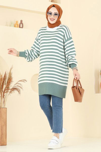 K.L. - Çizgi Detay Triko Tunik 6005KL398-MS Mint