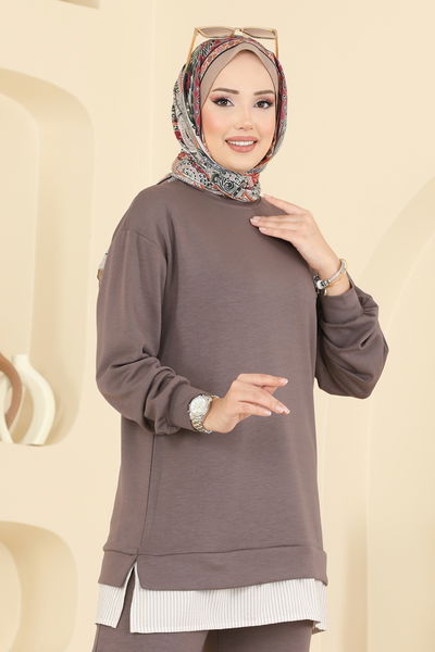 H.B.S. - Çizgi Detaylı Modal Takım 3246HBS856-MS Koyu Vizyon - 418258