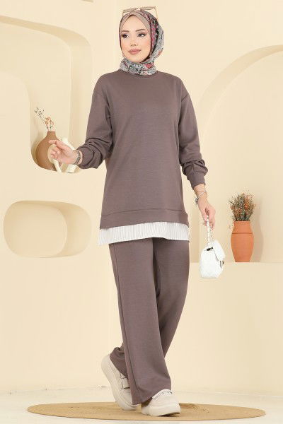 H.B.S. - Çizgi Detaylı Modal Takım 3246HBS856-MS Koyu Vizyon