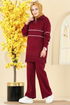 Çizgi Detaylı Triko Takım 01050BRZ597-MS Bordo - Thumbnail