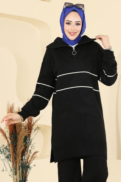 B.R.Z - Çizgi Detaylı Triko Takım 01050BRZ597-MS Siyah - 413933