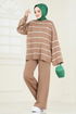 Çizgi Detaylı Triko Takım 3083BRZ597-MS Latte - Thumbnail