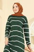 Çizgili Triko Elbise 2747AYD574-MS Zümrüt - Thumbnail