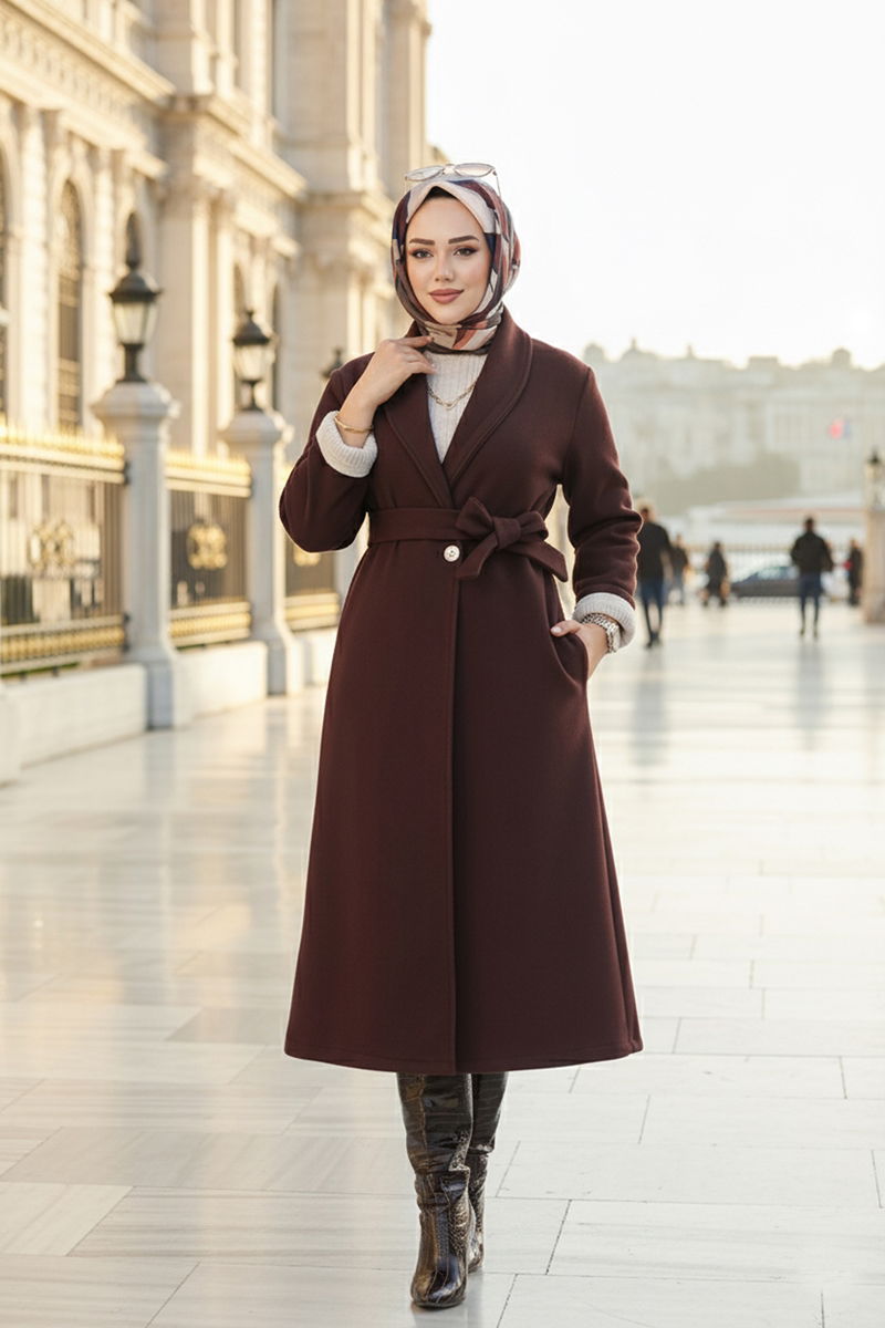 معطف بني غامق 6663YG95-MS
