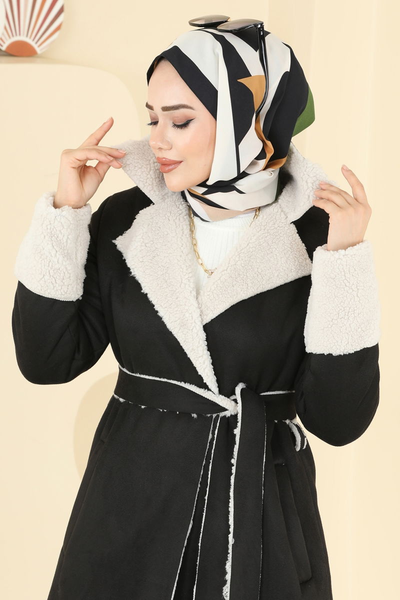 معطف أسود 9049S324-MS