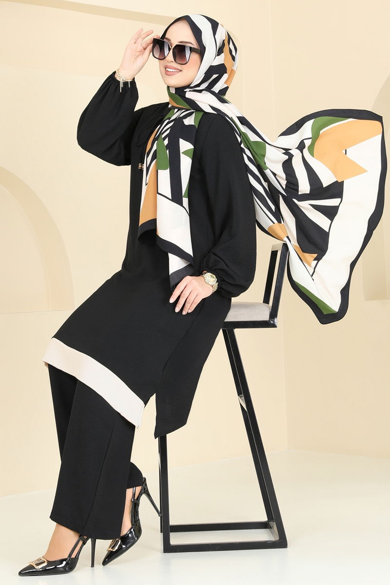 طقم أسود وبيج 2252BLU797-MS