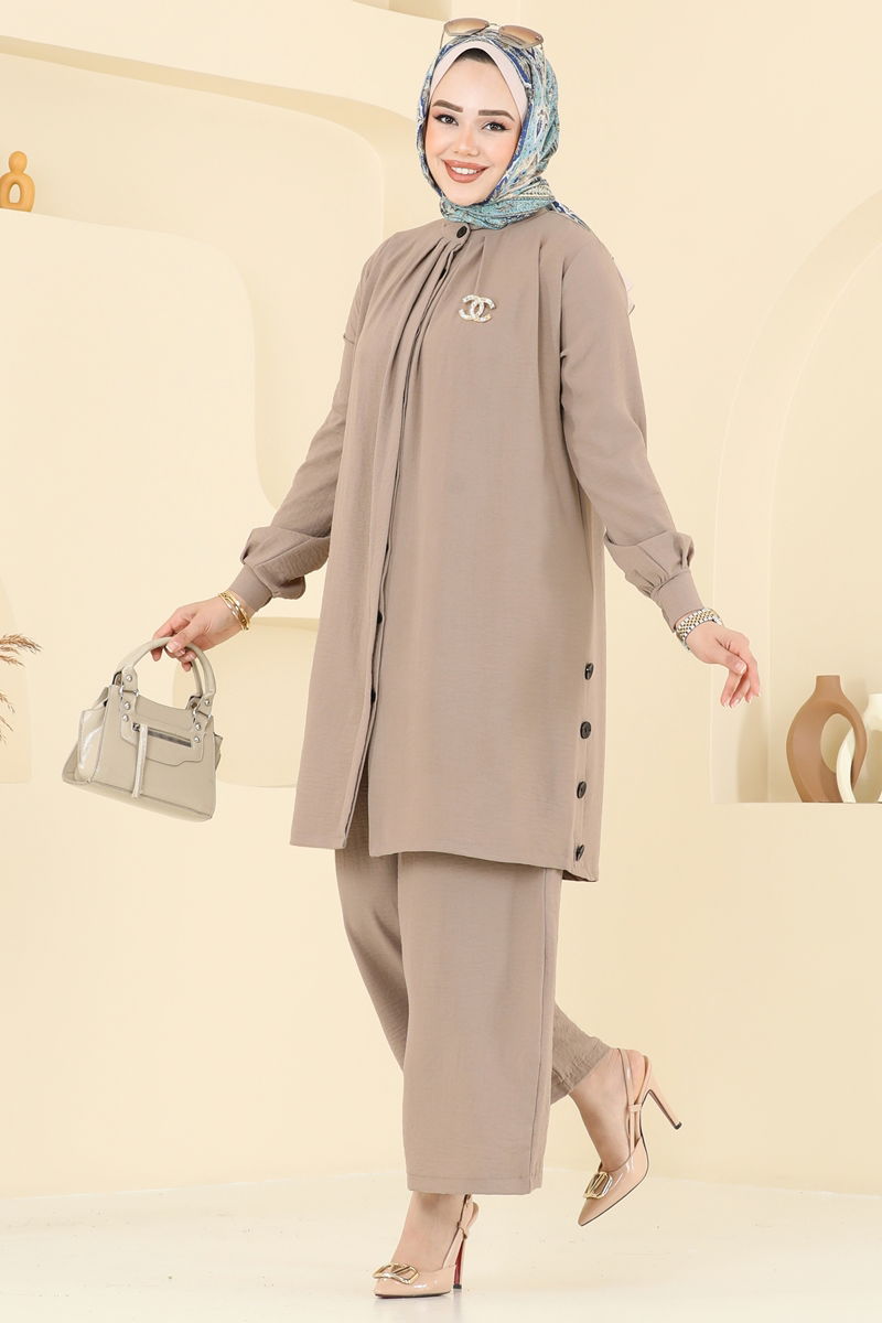 طقم بيج غامق 3100HBS856-MS