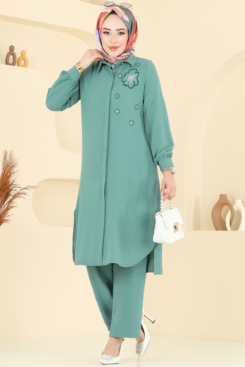 طقم أخضر باهت 409DVL817-MS