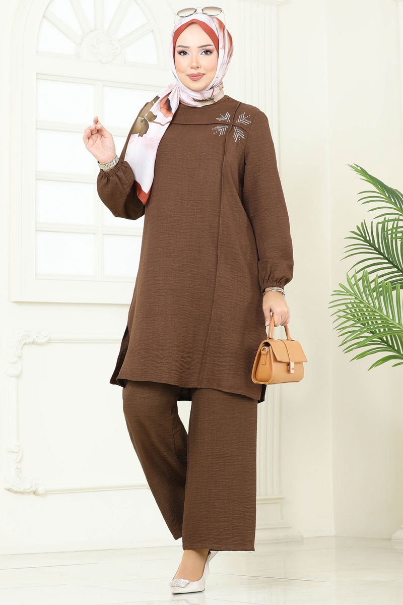 طقم بني فاتح 437DVL817-MS