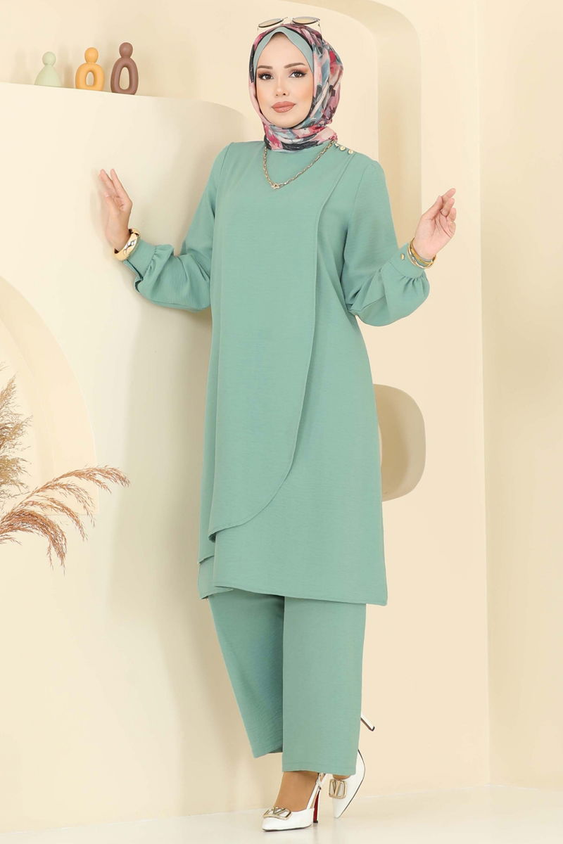 طقم أخضر باهت 448DVL817-MS