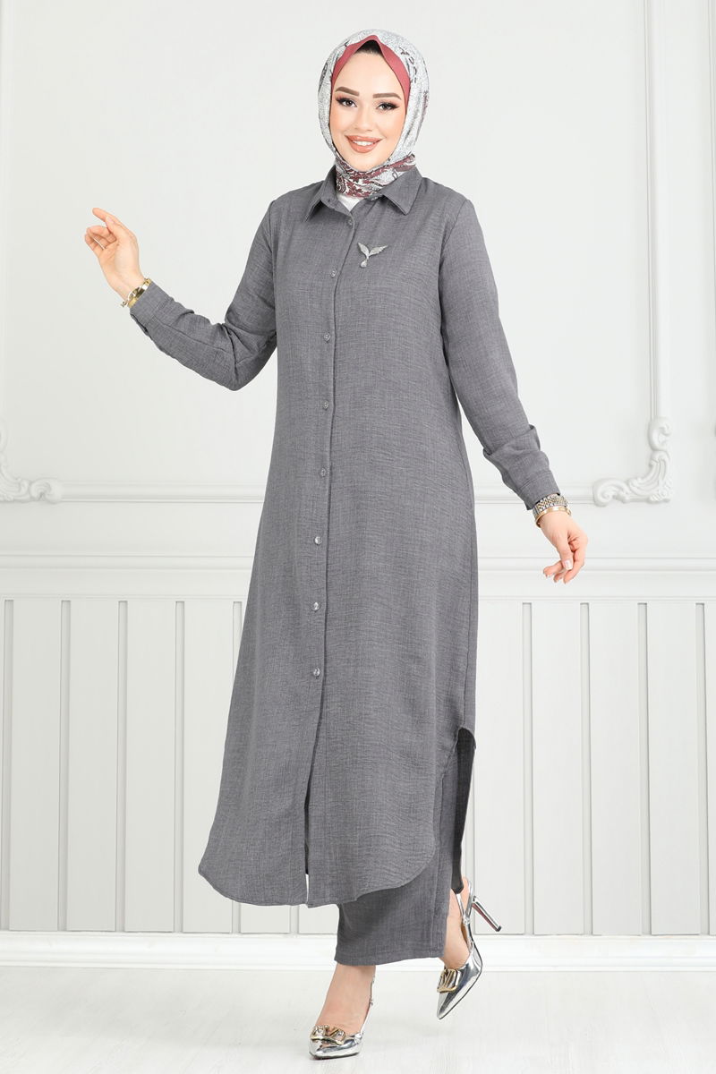 طقم رمادي غامق 808OZN1046-MS