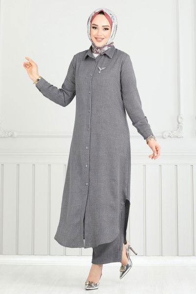 O.Z.N. - طقم رمادي غامق 808OZN1046-MS