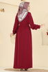 Dantel Detaylı Dubai İpeği Elbise 332ASN888-MS Bordo - Thumbnail