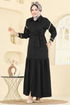 Dantel Detaylı Kemerli Elbise 4130PM271-MS Siyah - Thumbnail