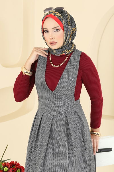 U.K.B.K. - Derin Yaka Balıksırtı Jile 22021UKBK1160-MS Gri - 414680