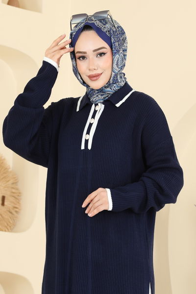 T.P.K. - Derin Yırtmaçlı Triko Takım 503TPK1167-MS Laci - 418174