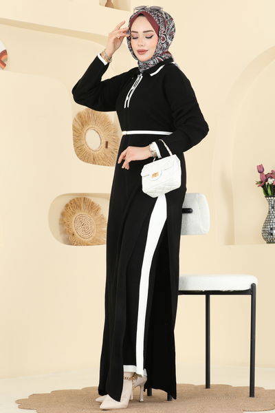 T.P.K. - Derin Yırtmaçlı Triko Takım 503TPK1167-MS Siyah - 418177