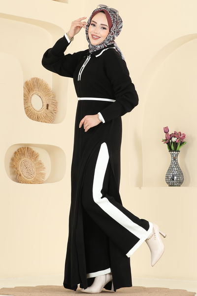 T.P.K. - Derin Yırtmaçlı Triko Takım 503TPK1167-MS Siyah - 418179