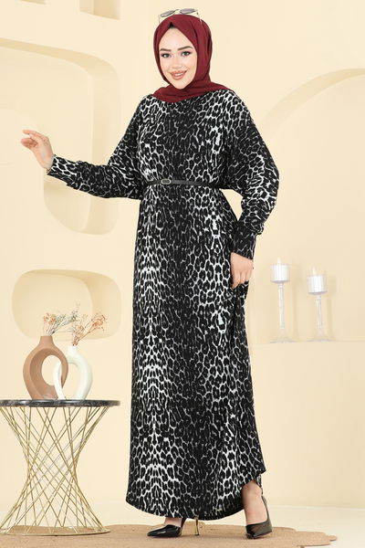 E.R.K. - Desenli Bürümcük Elbise 7137ERK1158-MS Desen2 Leopar&Siyah - 406218