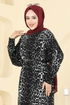 Desenli Bürümcük Elbise 7137ERK1158-MS Desen2 Leopar&Siyah - Thumbnail