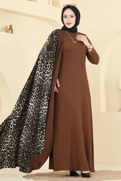 E.R.K. - Desenli Bürümcük Yelekli Takım 0350ERK1158-MS Desen 1 Taba