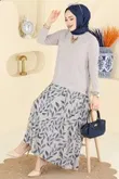 Z.N.N. - Desenli İkili Etek Takım 5580ZNN863-MS Taş