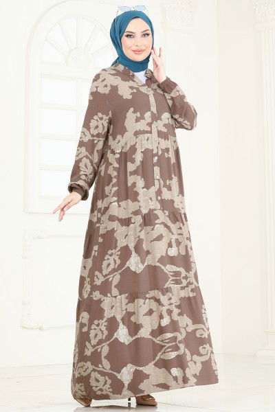 Z.N.N. - Desenli Viskon Elbise 4084ZNN863-MS Vizyon