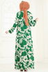 Desenli Viskon Elbise 4084ZNN863-MS Yeşil - Thumbnail