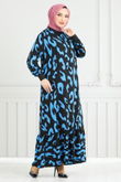 MRV O.Z.R. - Desenli Viskon Elbise 820OZR1047-M İndigo