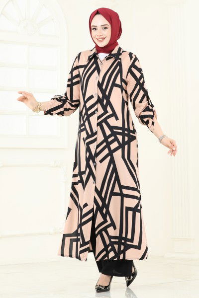 B.G.S. - Desenli Viskon Takım 0337BG354-MS Latte