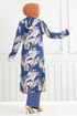 Desenli Viskon Üçlü Takım 4030BG354-MS İndigo - Thumbnail