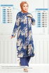 Desenli Viskon Üçlü Takım 4030BG354-MS İndigo - Thumbnail