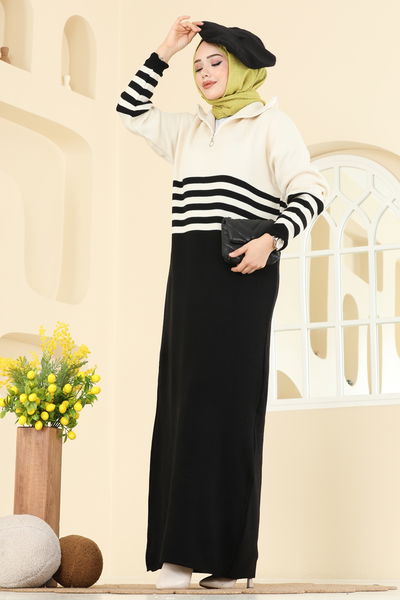 O.Z.N. - Dik Yaka Triko Elbise 9051OZN1046-MS Siyah - 408317