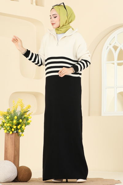 O.Z.N. - Dik Yaka Triko Elbise 9051OZN1046-MS Siyah - 408318