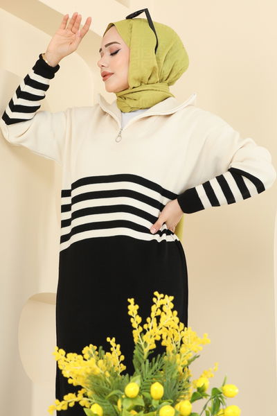 O.Z.N. - Dik Yaka Triko Elbise 9051OZN1046-MS Siyah - 408319