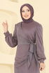 Drape Detaylı Simli Abiye 2829ELCK1161-MS Koyu Lila - Thumbnail