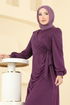 Drape Detaylı Simli Abiye 2829ELCK1161-MS Mürdüm - Thumbnail