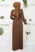 Drapeli Hijab Robe 5026SL890-L Café - Thumbnail
