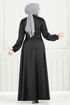 Drapeli Saten Abiye 5681EDF311-MS Siyah - Thumbnail