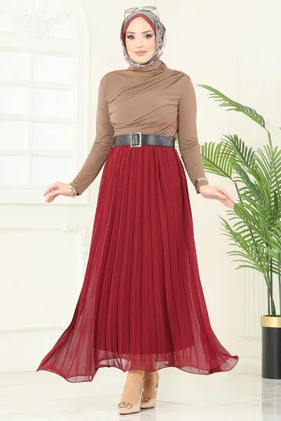 A.Y.D. - Drapeli Tesettür Bluz 4725AYD574-MS Koyu Vizyon