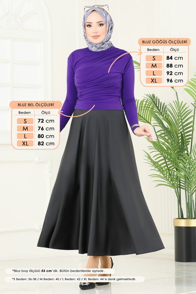 A.Y.D. - Drapeli Tesettür Bluz 4725AYD574-MS Mor - 371828