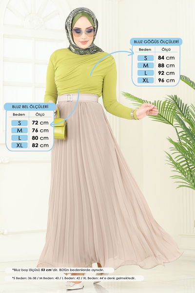 A.Y.D. - Drapeli Tesettür Bluz 4725AYD574-MS Yağ Yeşili - 371811