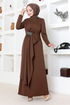Drapeli The Stone Embroidered Evening dress 5020SL890 Coffee - Thumbnail